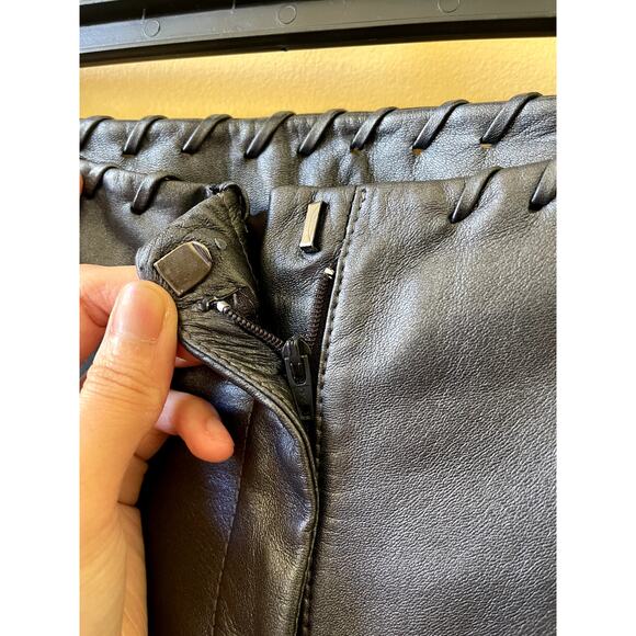 Cache Leather Y2K Vintage Pants Trousers Metallic Silver Gray Size 4 - Picture 4 of 6